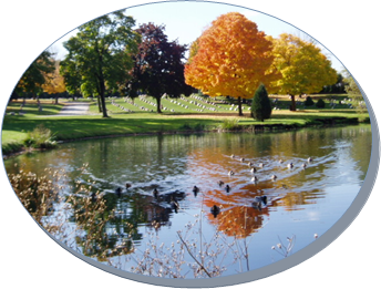Mound Cemetery Pond in Fall - Circle