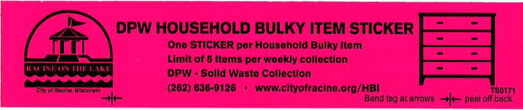 Bulky Item Sticker